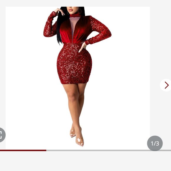 Bodycon Mini Dress XX-Large Red (Long Sleeve) NEW - Picture 1 of 3